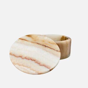 Onyx Round Box, Handcrafted with Natural Earth Tones and Natural Veining